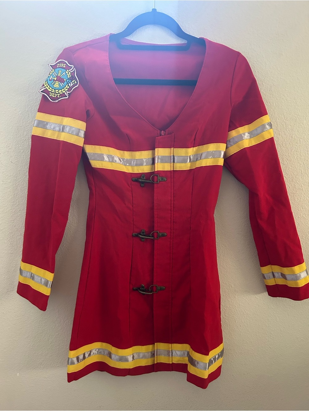 Leg Avenue Red Utility Coat with Yellow and Silver Stripes
